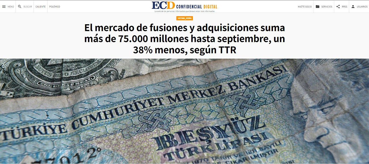 El mercado de fusiones y adquisiciones suma ms de 75.000 millones hasta septiembre, un 38% menos, segn TTR